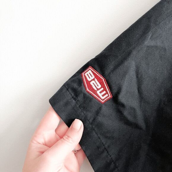 Hilton Bowling Retro Mens Button Down Shirt Short Sleeve Black Gray Stripe Small - Picture 3 of 8